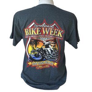 Mens Graphic Tshirt Bike Week 2014 Daytona Beach Gray Gildan Size Large